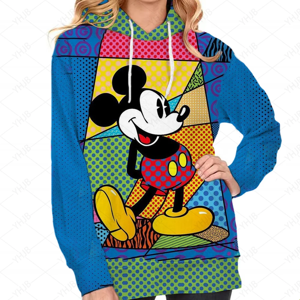 

Disney Frauen Hoodies Minnie Mickey Mouse Hoodies Cartoon Tops Langarm Taschen Long Sleeve Sweatshirts Mode Mit Kapuze Frauen