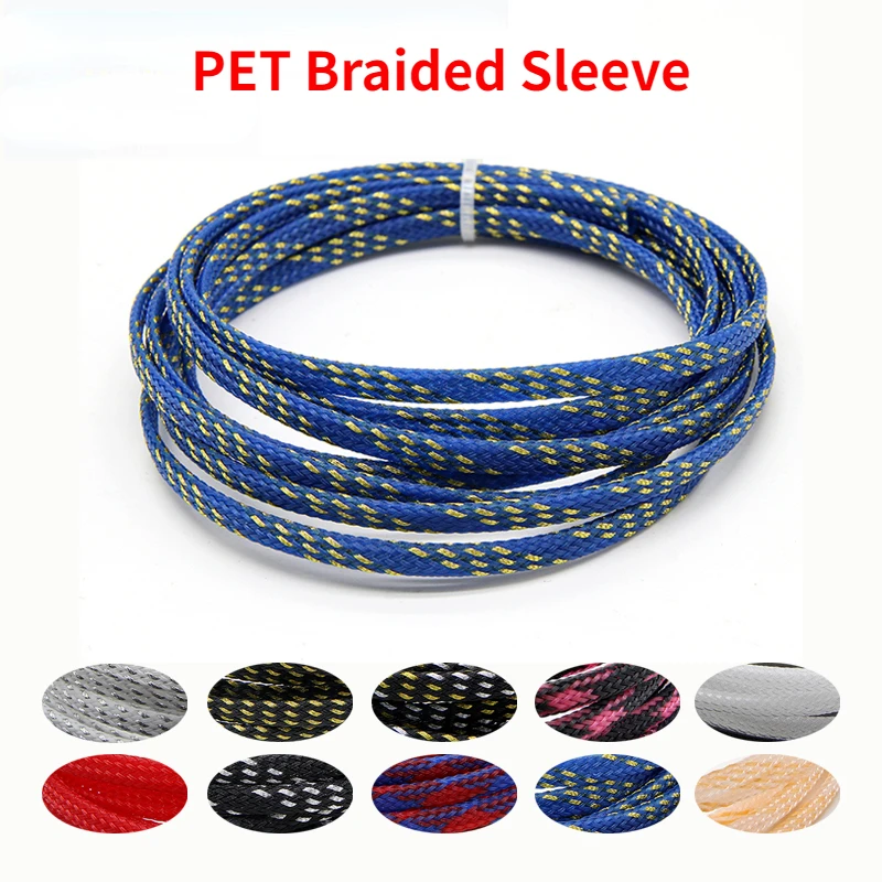 

2/10M PET Cable Sleeve 2~40mm Insulated Braided Sleeving Data Line Protection Wire Cable Flame-Retardant Nylon Tube Sleeve