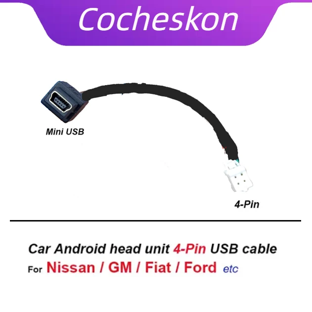 

Car Radio Cable Connector Android 4 Pin Socket to Mini USB Wiring Harness Adapter for Nissan Chevrolet Fiat Renault Jeep