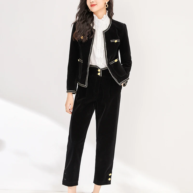 Vintage Velvet Pants Sets For Women 2 Pieces Elegant Long Sleeve Jacket Coat And High Waist Pants Women's Two Piece Set Slim
Vintage Velvet Pants Sets For Women 2 Pieces Elegant Long Sleeve Jacket Coat And High Waist Pants Women's Two Piece Set Slim