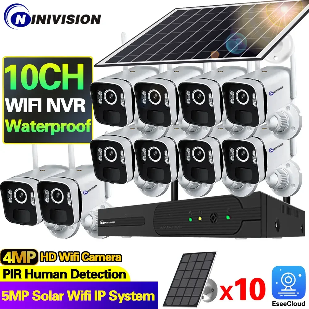 10CH 5MP NVR Wireless Solar Panel Battery WIFI Camera WiFi NVR Video Surveillance Security System Kit With PIR Detection Monitor
10CH 5MP NVR Wireless Solar Panel Battery WIFI Camera WiFi NVR Video Surveillance Security System Kit With PIR Detection Monitor