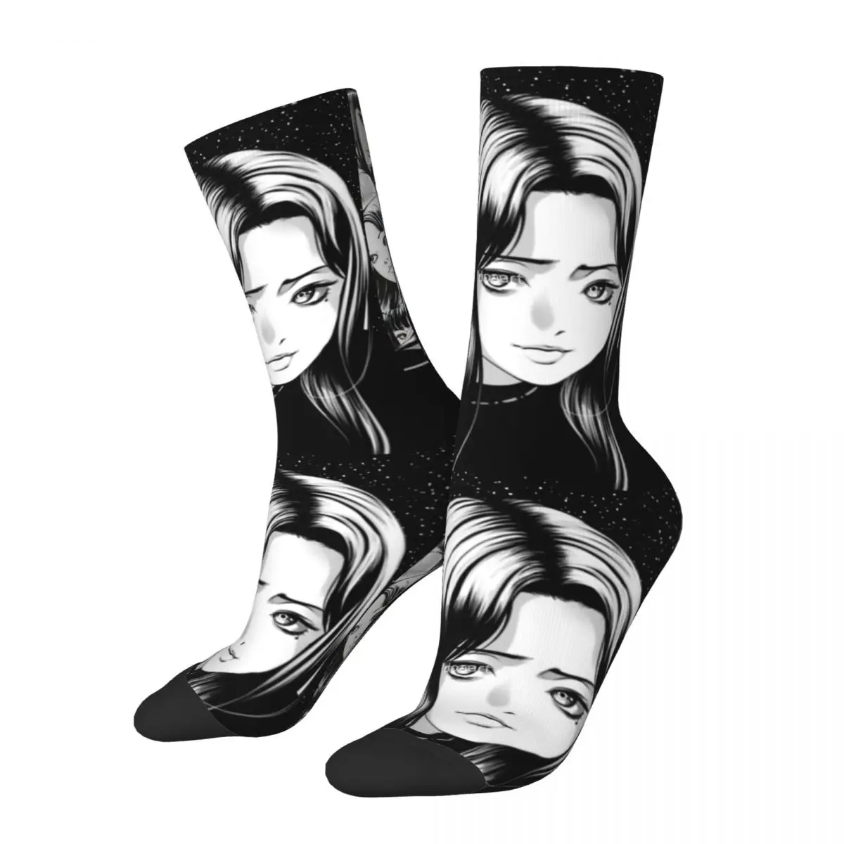 

Hip Hop Tomie Junji Ito Crazy Men's compression Socks Unisex Scarygirl Harajuku Pattern Printed Funny Novelty Crew Sock Boy Gift