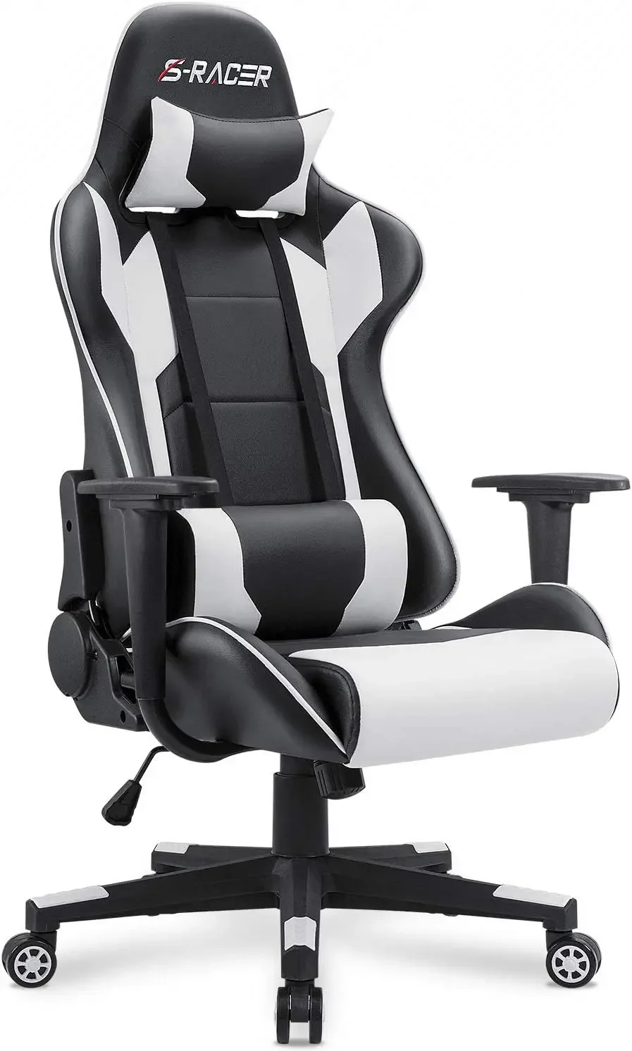 

High Back Computer Chair Leather Chair Racing Executive Ergonomic Adjustable Swivel Task Chair with Headrest and Lumbar Support
