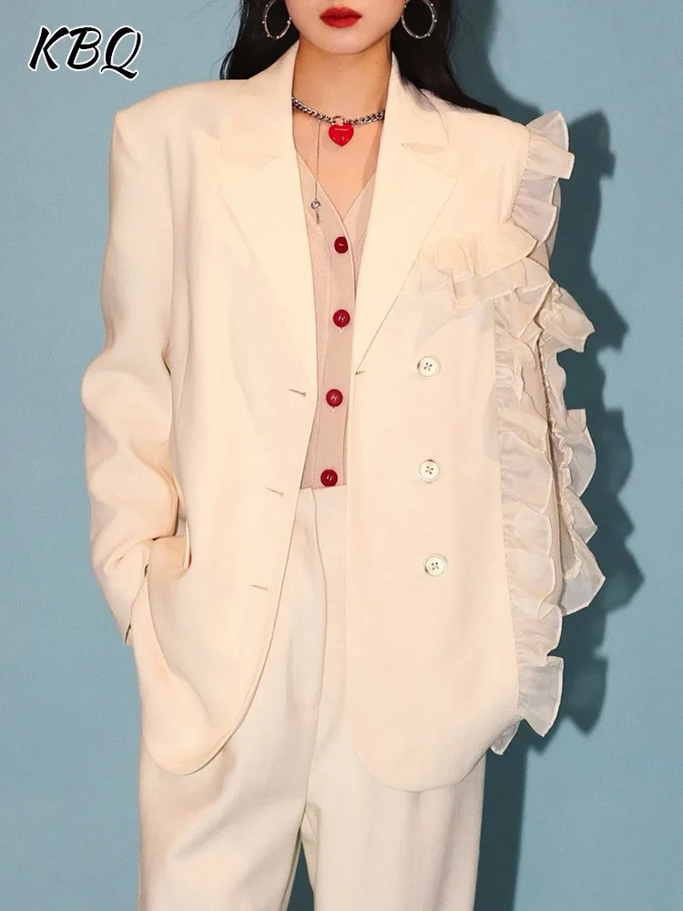 KBQ Spliced Sheer Mesh Asymmetrical Blazers For Women Notched Collar Long Sleeve Patchwork Single Breasted Slim Blazer Female
KBQ Spliced Sheer Mesh Asymmetrical Blazers For Women Notched Collar Long Sleeve Patchwork Single Breasted Slim Blazer Female