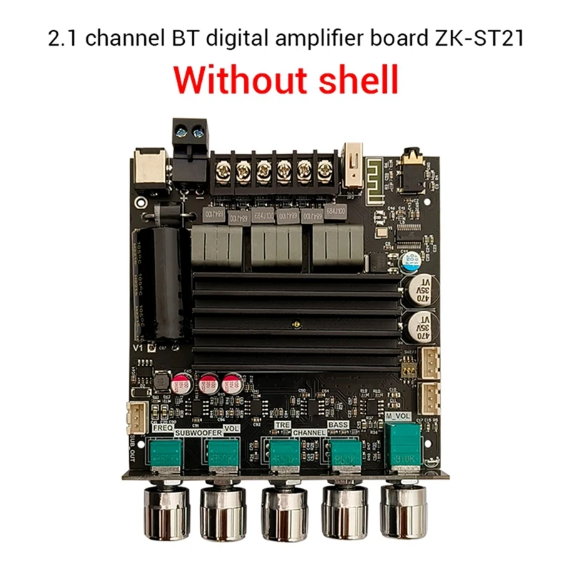 

ZK-ST21 Bluetooth Плата усилителя мощности 2,1 каналов 100 Вт + 100 Вт + 200 Вт сабвуфер TPA3221, модуль цифрового усилителя мощности, простой в использовании