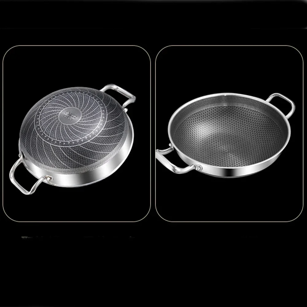 

Wok Frying Non Stainless Stove Food Cooker Stick Bottom Gas Induction Pan 304 General Pot Grade Honeycomb Steel