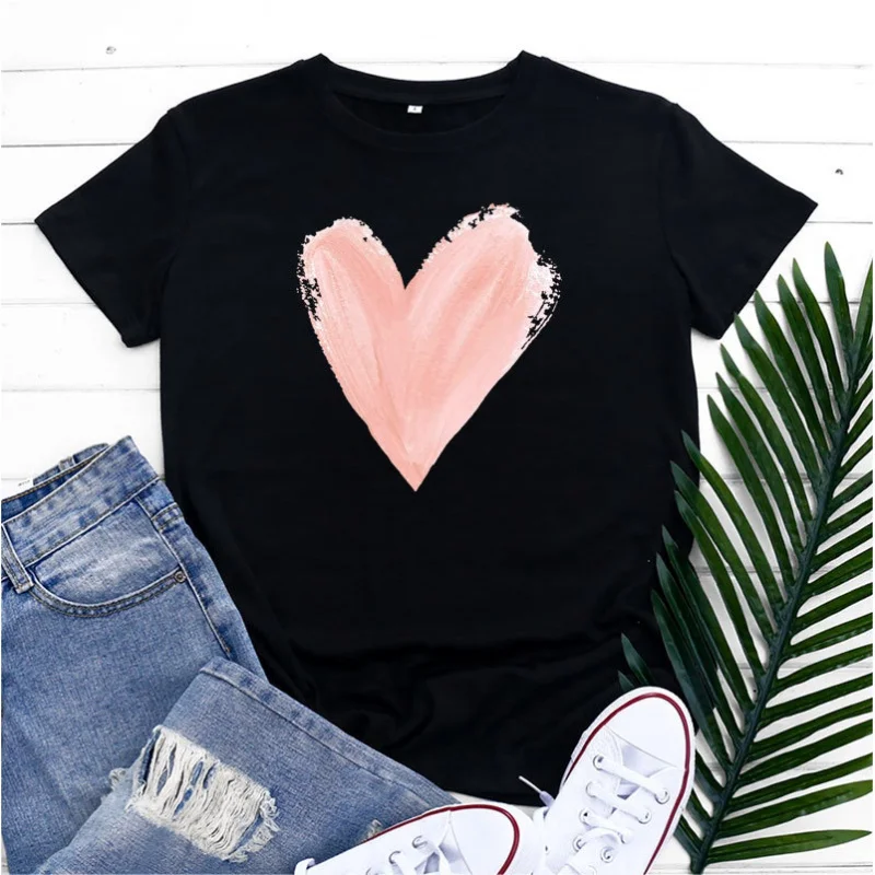 Fashion Trendy Love Heart Pattern Women's Cotton Short Sleeve Casual Round Neck T-shirt Women's Tops Free Shipping
Fashion Trendy Love Heart Pattern Women's Cotton Short Sleeve Casual Round Neck T-shirt Women's Tops Free Shipping