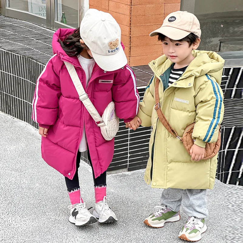 

Winter Children Long Jackets Cotton-Padded Clothes Baby Boys And Girls Warm Thickened Size 90-150CM