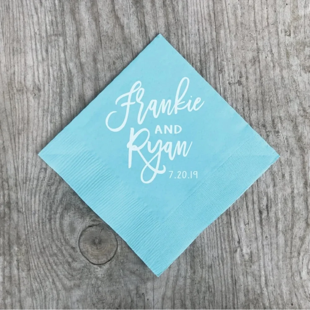 

50pcs Personalized Napkins, Monogrammed, Wedding, Paper, Cocktail, Beverage, birthday party, Shower, Engagement Napkins, Brunch