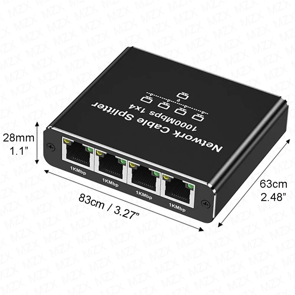 S243606823c494d06986194592dfb8914J MZX 1 in 4 out 1000Mbps Gigabit Network Hub RJ45 Ethernet Splitter Connector 1000M Networking Adapter PC Computer Cat6/7/8 Cable