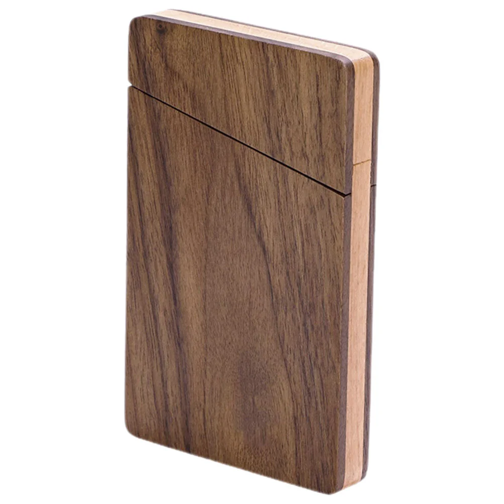 

Wooden Business Card Holder Portable Credit Card Holder Walnut Wood ID Name Card Pocket Box Storage Container Men Gift