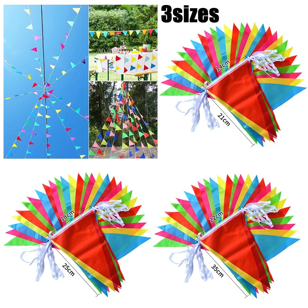 

Colorful 100m Triangle Flag Pennant Bunting String Banner Garland Festival Party Holiday Home Garden Decoration