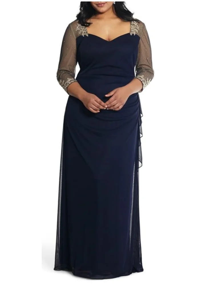 

Plus Size Mother Of The Bride Noble Blue Temperament Slim Fit Long Dress Women's Evening Dresses Maxi Vestidos de gala 2024