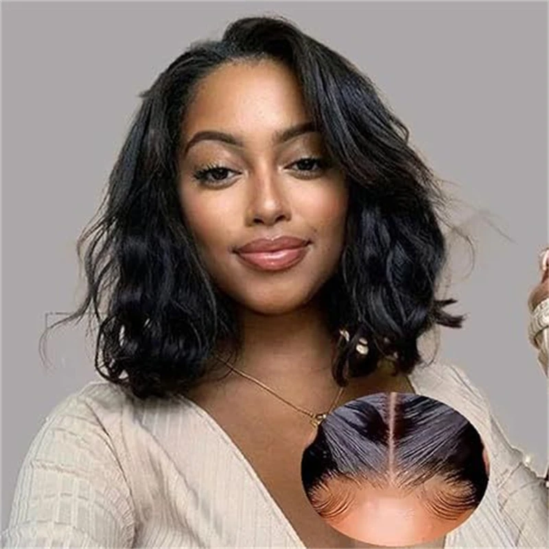 

Glueless Bob Wig Human Hair Pre Plucked Wear and Go Wigs Pre Cut Lace Body Wave Short Bob Lace Front Wigs for Black Women 12‘’