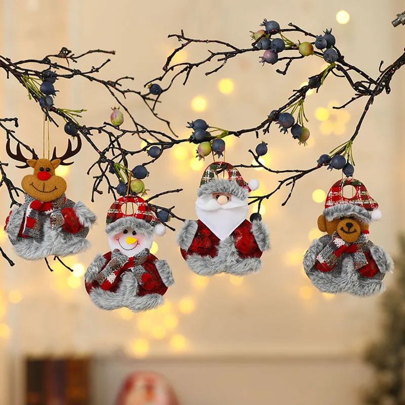 

Christmas Tree Hanging Pendant Home Decoration Gift Ornament 2023 New Year Xmas Santa Claus Snowman Elk Doll Hanging Accessories