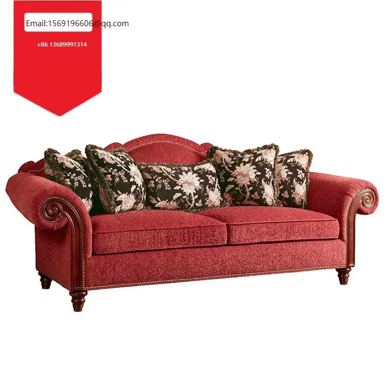 

American retro all-solid wood imported cloth sofa FINE exquisite furniture living room combination sofa customization