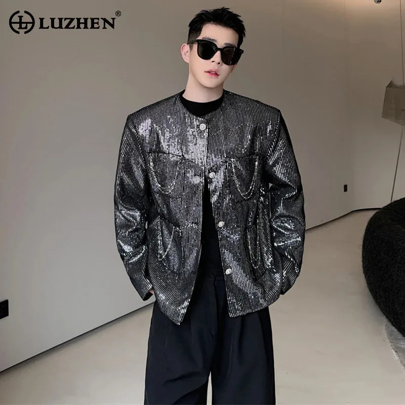 

LUZHEN Fashion Sequin Design Short Jacket Men's New High Street Original Outwear 2024 Spring Korean Reviews Many Clothes LZ2950