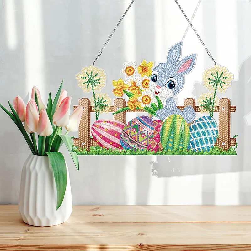 Алмазная картина «сделай сам», Пасхальный венок с кроликом, Набор для вышивки, искусственная гирлянда с рисунком двери, окна, висячий декор, персонализированные подарки 
Алмазная картина «сделай сам», Пасхальный венок с кроликом, Набор для вышивки, искусственная гирлянда с рисунком двери, окна, висячий декор, персонализированные подарки