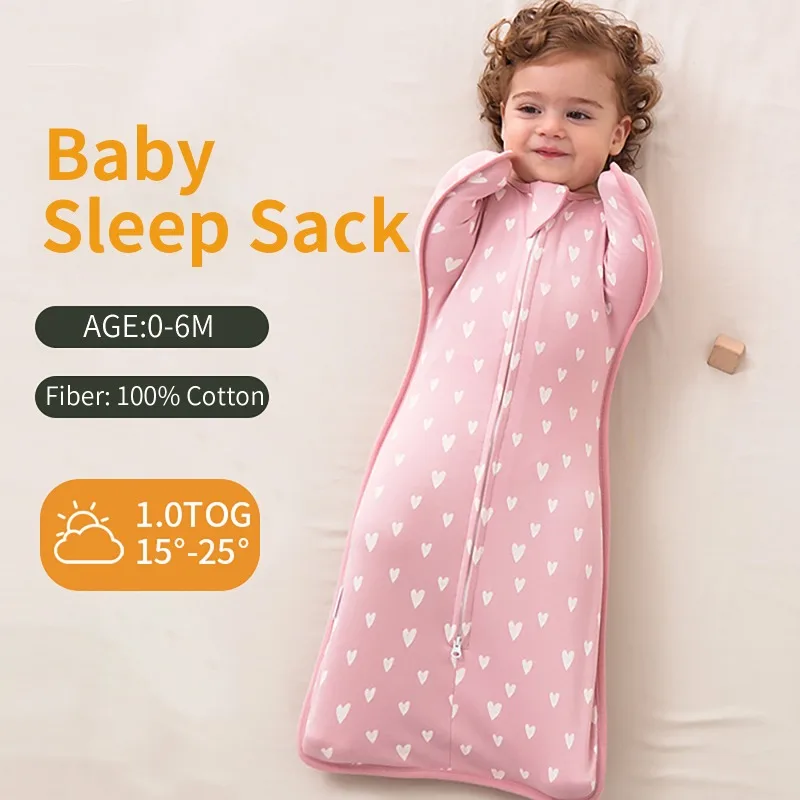 

Спальный мешок для новорожденных из чистого хлопка, удобный, дышащий, высокая эластичность, двойная молния, детский спальный мешок, стеганое одеяло, детский продукт