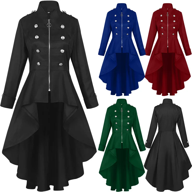 

Женский костюм в средневековом викторианском стиле, тренчкот в стиле стимпанк, винтажное платье с асимметричным подолом, наряд, пальто