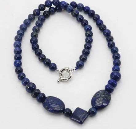 

New Classic Egyptian Lapis Lazuli Stone Chain Beads Necklace Accessories Parts Women Gift Birthday Banquet Christmas Jewelry