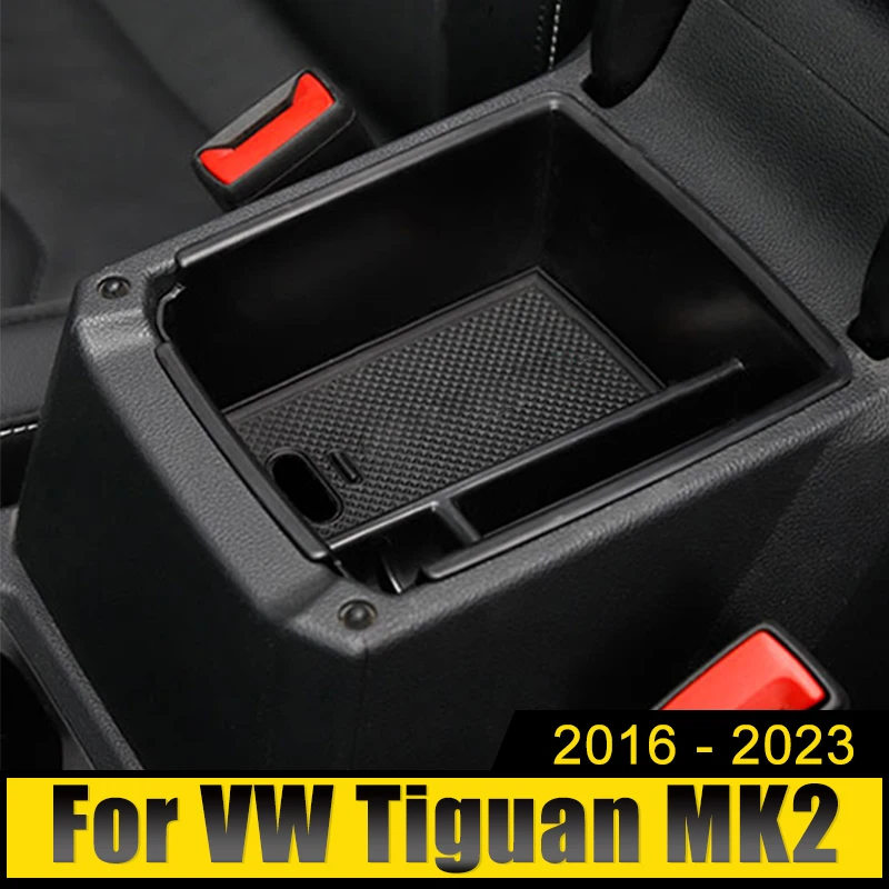 

Car Center Console Armrest Storage Box Cover Container Tray For Volkswagen VW Tiguan MK2 2016 2017 2018 2019 2020 2021 2022 2023
