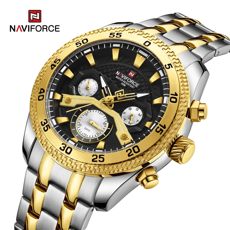 

Top Brand NAVIFORCE Men's Luxury Watch Stainless Steel Strap Waterproof Luminous Calendar Quartz Wristwatches Relogio Masculino