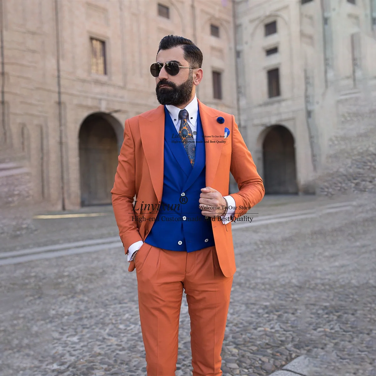 Модные мужские костюмы для свадьбы, комплект одежды для жениха из 3 предметов, официальный деловой Блейзер, мужские костюмы 
Модные мужские костюмы для свадьбы, комплект одежды для жениха из 3 предметов, официальный деловой Блейзер, мужские костюмы