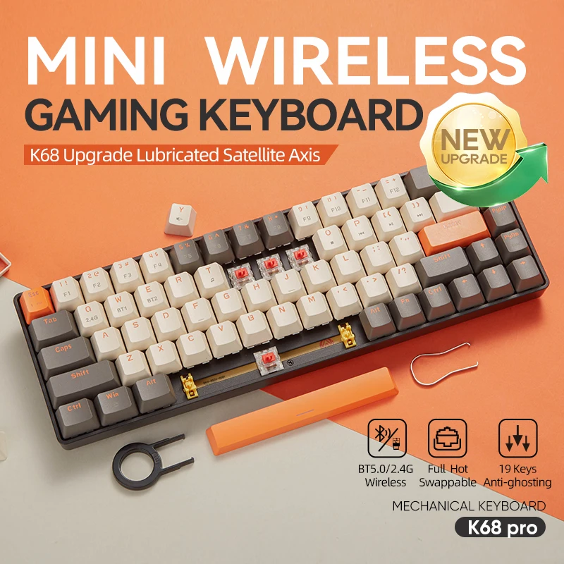 68 Keys Gaming Mechanical 2.4G Wireless Bluetooth Switch 100 Key Hot Swap Rechargeable Gamer Keyboard
68 Keys Gaming Mechanical 2.4G Wireless Bluetooth Switch 100 Key Hot Swap Rechargeable Gamer Keyboard