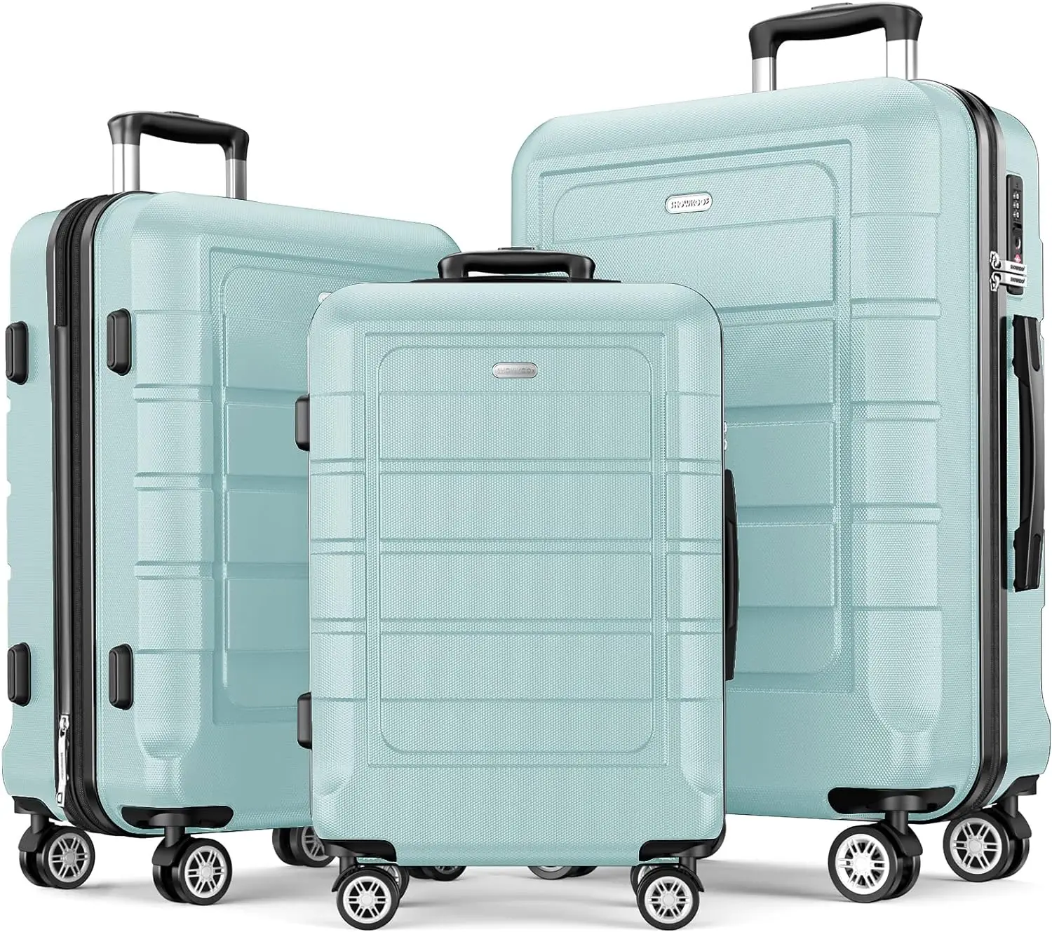 SHOWKOO Luggage Sets Expandable PC+ABS Durable Suitcase Double Wheels TSA Lock Mint Green-
SHOWKOO Luggage Sets Expandable PC+ABS Durable Suitcase Double Wheels TSA Lock Mint Green-
