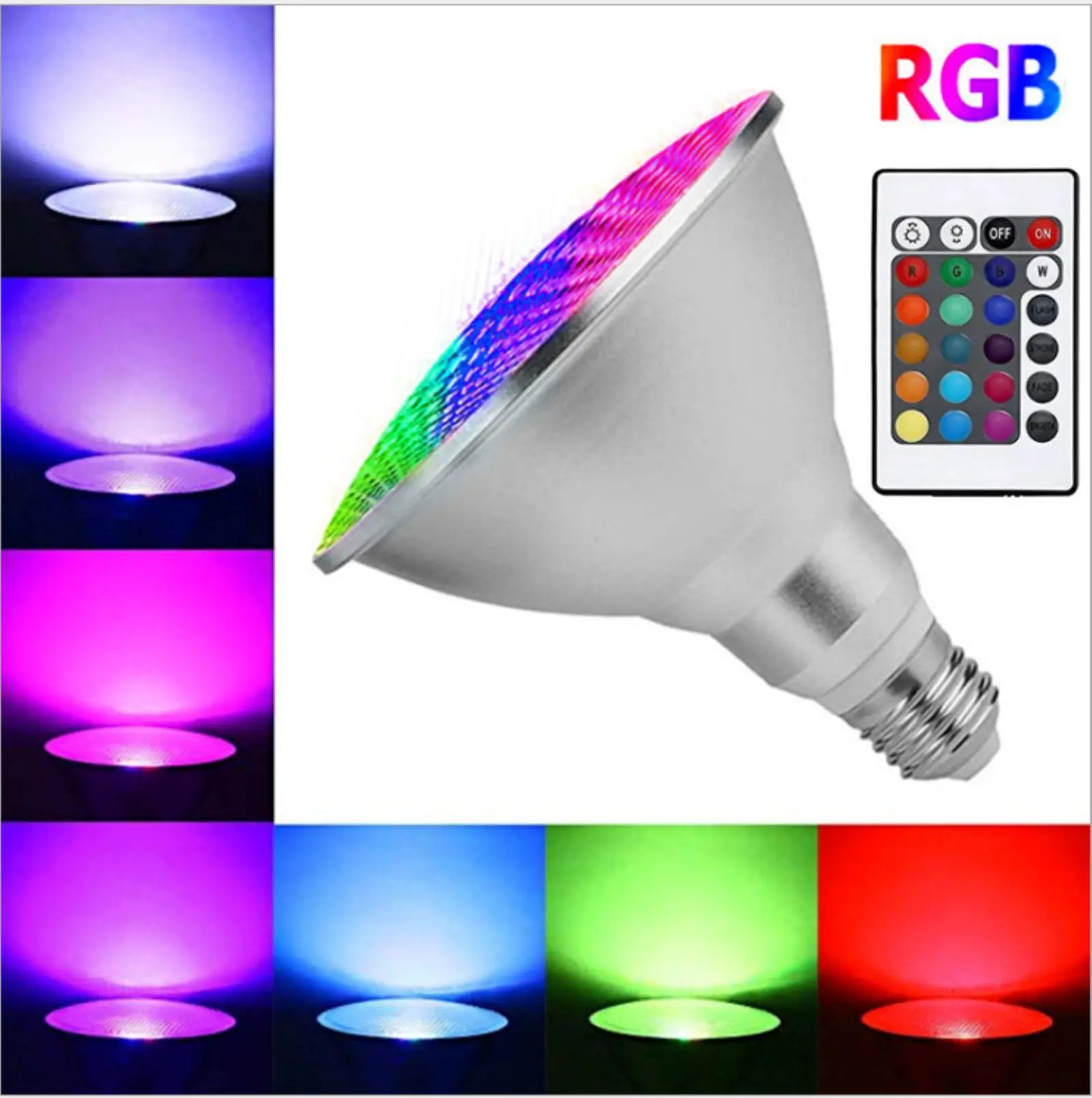 

PAR38 Dimmable E27 15W 25W LED Spotlight Bulb 85-265V RGB Light Floodlight Lamp Remote Control Multicolor Home Decoration