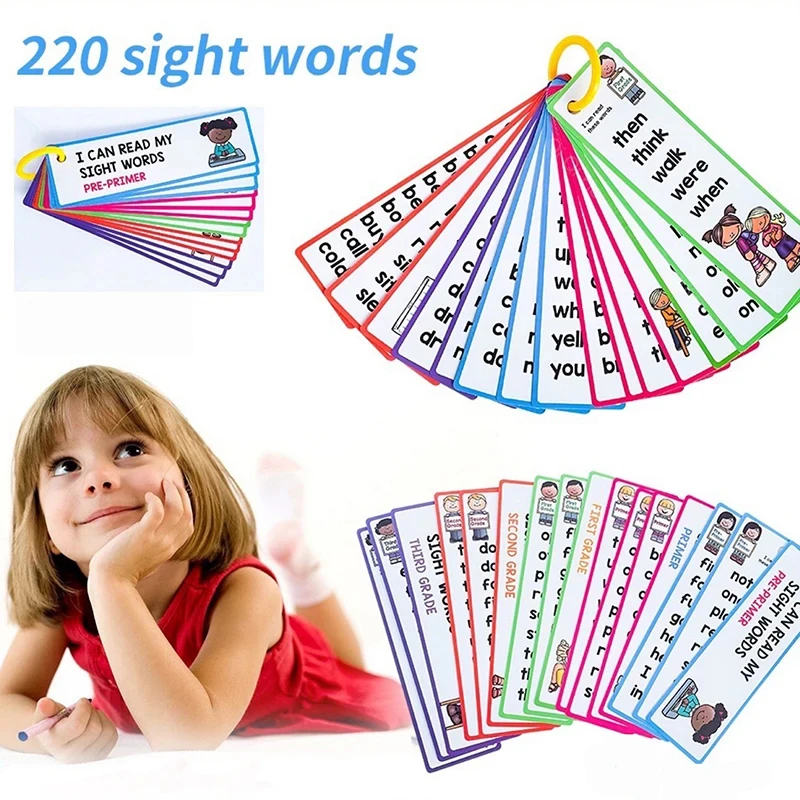 

English Sight Words Learning Cards for Kids Vocabulary Building Montessori Learning Toys Kindergarten Education Teaching Aids