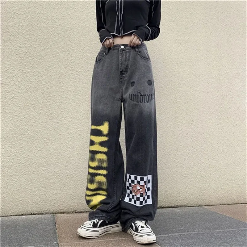 Zoki Bf Bf Gothic Print Baggy Jeans Women Y2K Hip Hop Streetwear Denim Pants 90S Vintage Harajuku High Waist Straight Trousers
Zoki Bf Bf Gothic Print Baggy Jeans Women Y2K Hip Hop Streetwear Denim Pants 90S Vintage Harajuku High Waist Straight Trousers