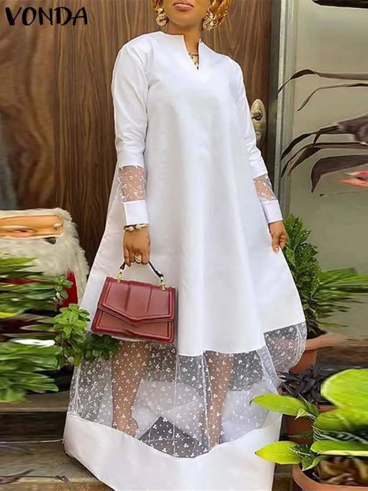 VONDA 2024 Summer Women Bohemian Dress Polka Dot Party Sundress Lace Patchwork Pleated V Neck Long Sleeve Oversize Robe Vestidos
VONDA 2024 Summer Women Bohemian Dress Polka Dot Party Sundress Lace Patchwork Pleated V Neck Long Sleeve Oversize Robe Vestidos