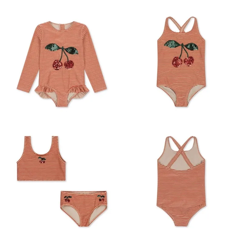 

Girl Swimwears Baby Girls Swimwear Cherry Sunscreen Swimsuit Swimming Bikini Two Pieces Kids Swimsuits One-pieces