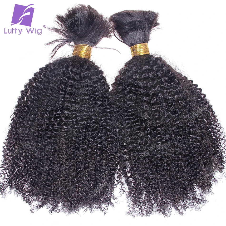 

Afro Kinky Bulk Human Hair For Braiding Burmese Remy Double Drawn Hair Extensions Curly Box Braids Hair No Weft Bundles Luffy