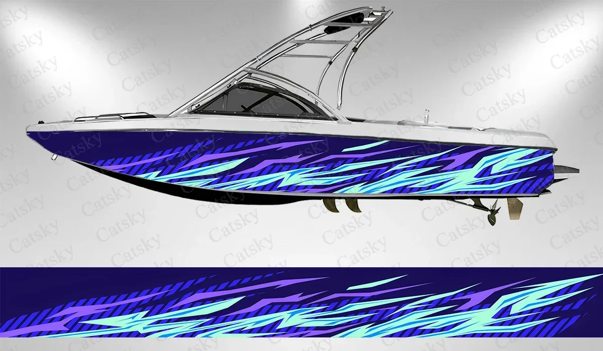 

Flame abstract geometric stripes Boat Stickers Vinyl Boat Wrap for Pontoonman Console Deck Boat Fishing Platform Decal Sticker