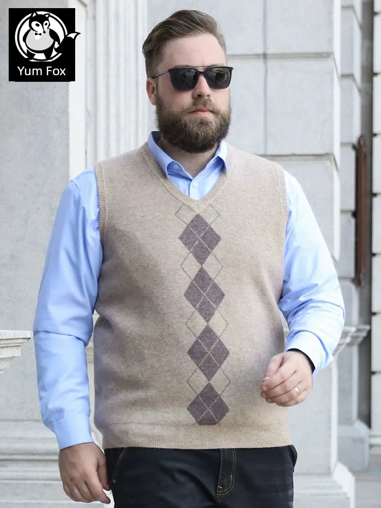 

Baisheng Fox Knitted Vest Loose V-neck Dad's Dress
