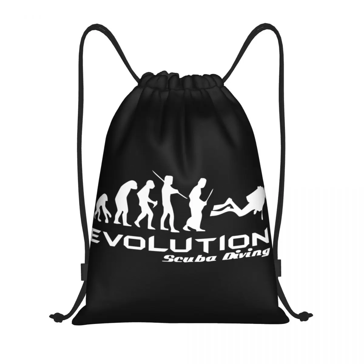 

Evolution Of Scuba Diving Drawstring Backpack Sports Gym Bag for Women Men Funny Underwater Dive Diver Gift Training Sackpack