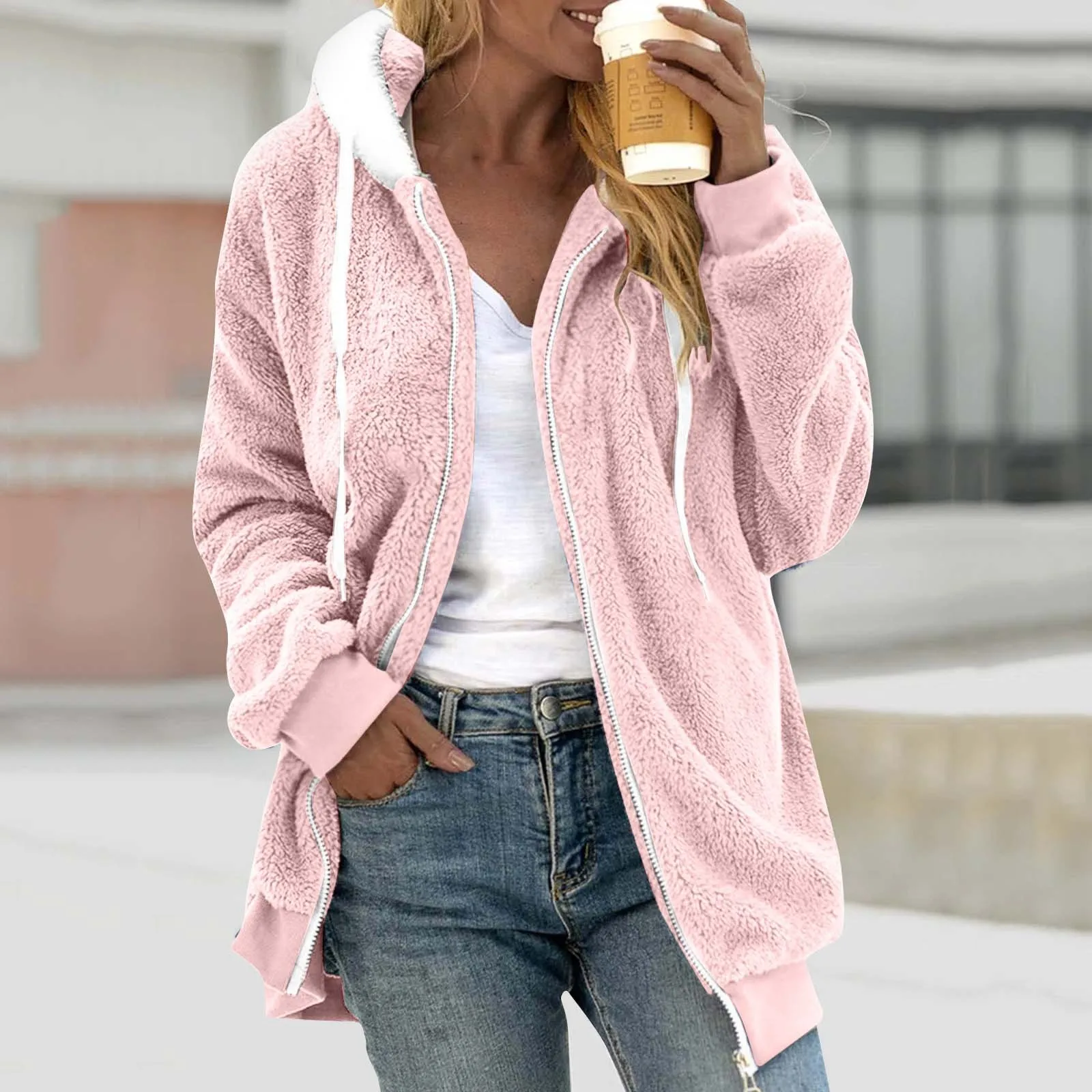 Den Jacket Women's Solid Color Sweatershirt Hooded Pullover Warm Wool h Coat Zipper Top
Den Jacket Women's Solid Color Sweatershirt Hooded Pullover Warm Wool h Coat Zipper Top