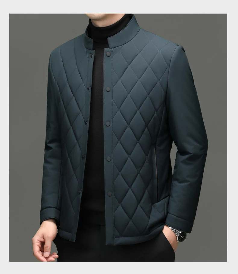 سترة رجالية فاخرة من حرير التوت بياقة عالية، تصميم جديد أنيق لفصلي الخريف والشتاء، معطف عملي غير رسمي مقاوم للرياح سترة رجالية فاخرة من حرير التوت بياقة عالية، تصميم جديد أنيق لفصلي الخريف والشتاء، معطف عملي غير رسمي مقاوم للرياح