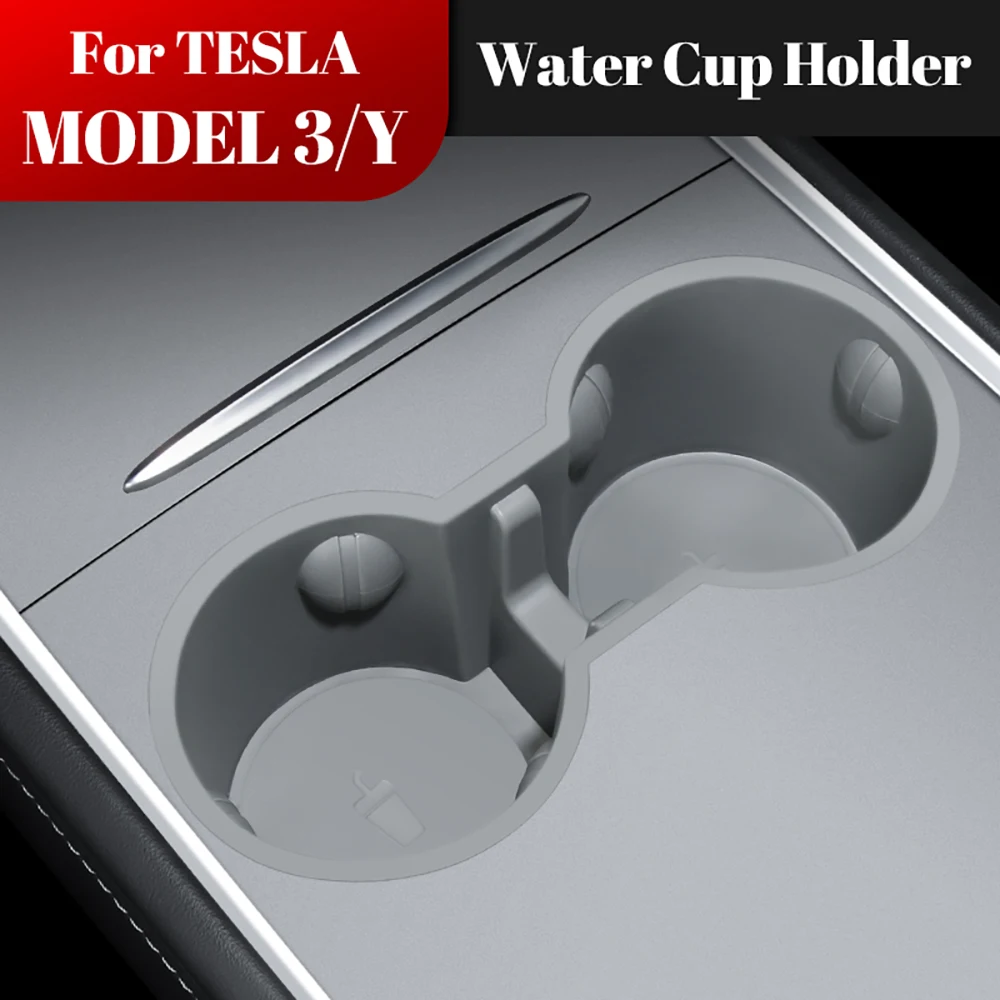 

2021-2023 Car Water Cup Holder For Tesla Model 3 Model Y TPE Center Accessories Water Proof Console Insert Double Hole Cup Holde