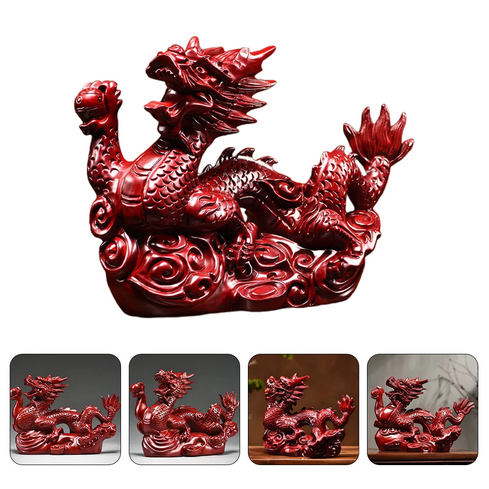 

Chinese Feng Shui Dragon Statue Wooden Carved 2024 New Year The Dragon Mascot Sculpture Zodiac Animal Figurine Luck Success Home