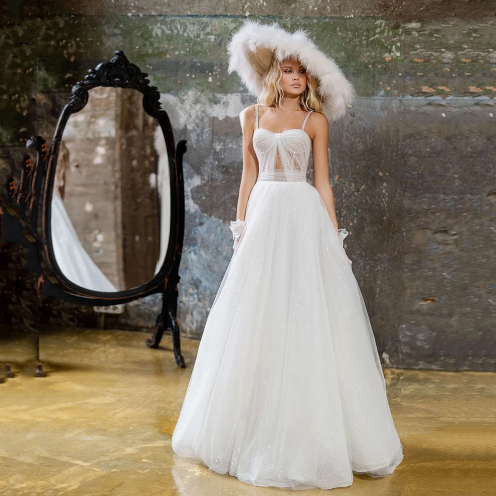 Stylish Glitter Tulle Slip Wedding Dresses White A-line Bridal Gown Lace-up Customized Country Bride Dress Vestidos de Novia
Stylish Glitter Tulle Slip Wedding Dresses White A-line Bridal Gown Lace-up Customized Country Bride Dress Vestidos de Novia