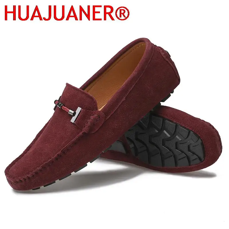 

Wine Red Loafers High Quality Men Casual Flat Light Fashion Trend Moccasins Slip On Driving Shoes Genuine Leather Big Size 38-49