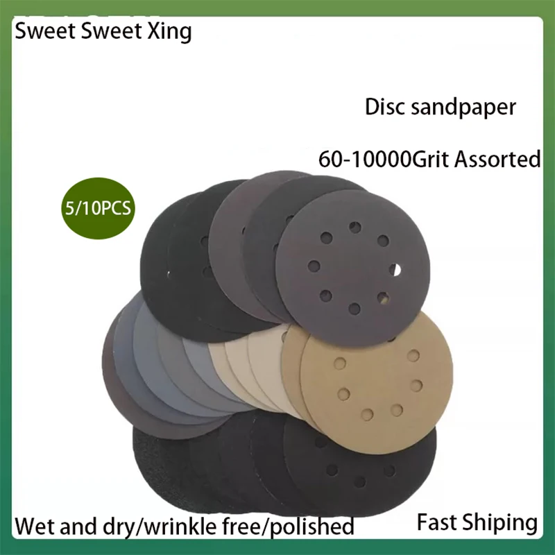 

5-inch Sandpaper 125mm 60-10000 Grit Circular Sandtray Hook Ring Sandpaper Polishing Sheet Sandpaper