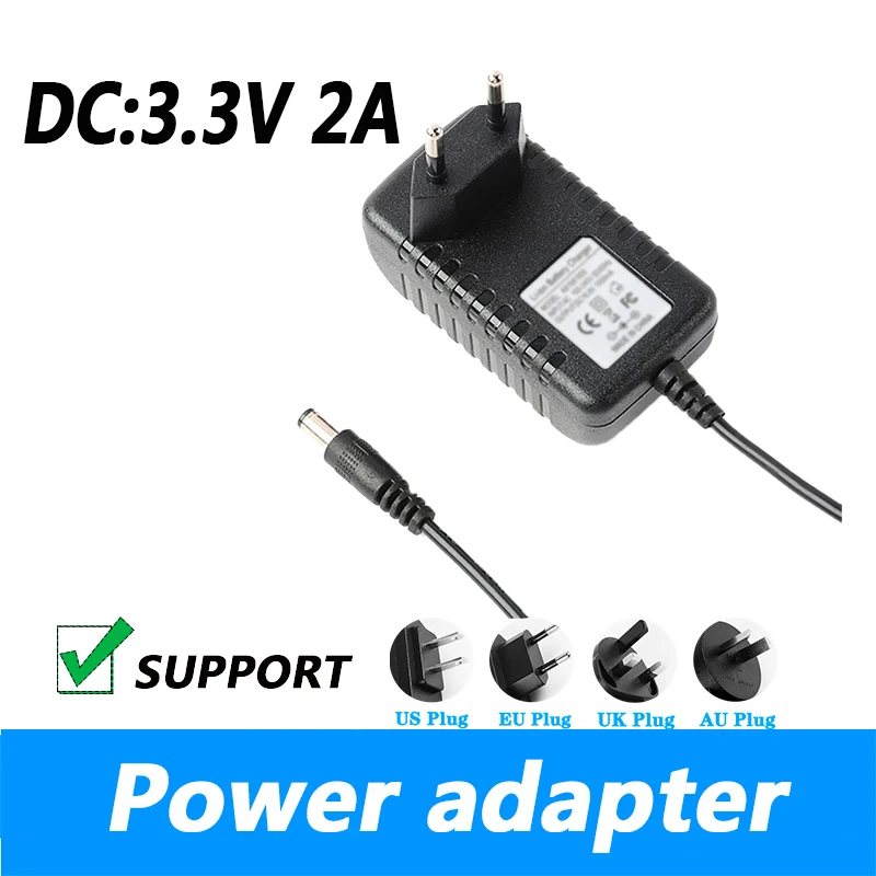 

220V DC 3.3V 2A Power Adapter 3.3V 2000mA Switching DC Regulated Power Supply Transformer UK Plug AU Plug 5.5*2.1mm Eu Plug