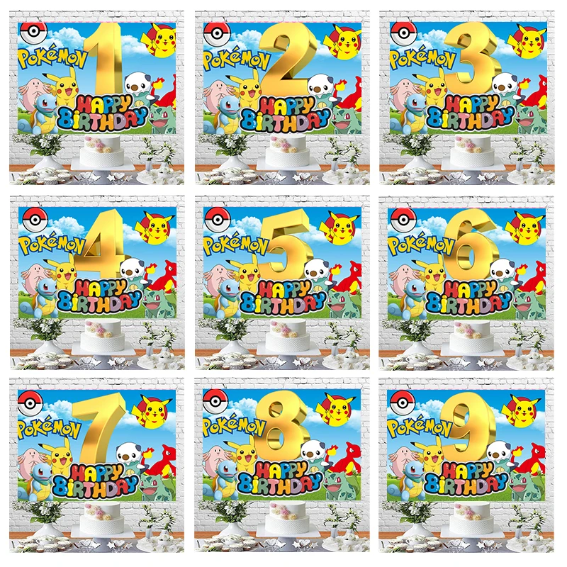 Anime Pokemon Pikachu 1-9year Old Theme Children Birthday Backdrop Decoration for Boy Birthday Gift Photography Background Suppl
Anime Pokemon Pikachu 1-9year Old Theme Children Birthday Backdrop Decoration for Boy Birthday Gift Photography Background Suppl
