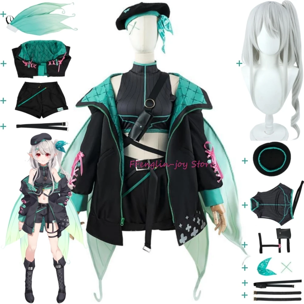 

YouTuber VTuber Pomu Rainpuff NIJISANJI EN LazuLight Cosplay Costume Wig Wing Anime Sexy Woman Tactical Clothing Halloween Suit