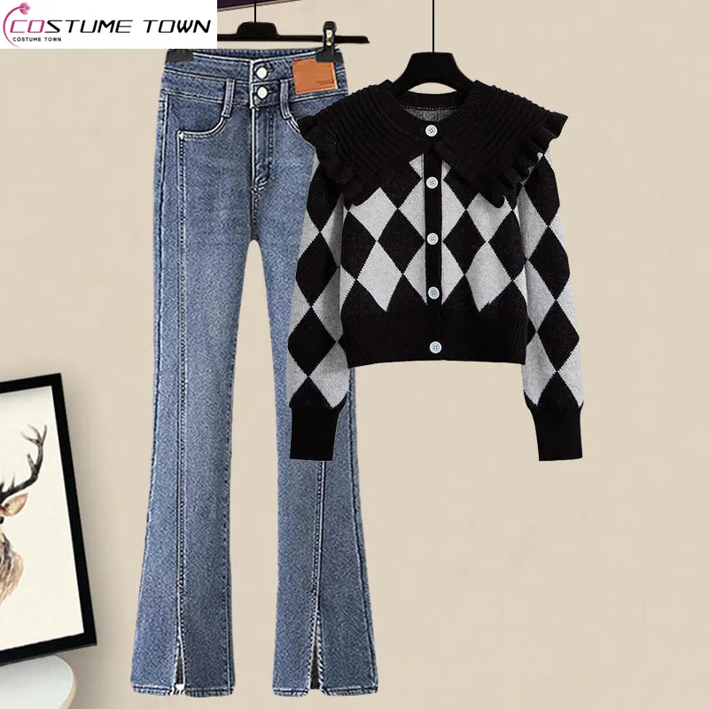 Large Women's Autumn and Winter Set 2023 New Knitted Sweater Women's Fashion Slim Versatile Jeans Two Piece Set
Large Women's Autumn and Winter Set 2023 New Knitted Sweater Women's Fashion Slim Versatile Jeans Two Piece Set